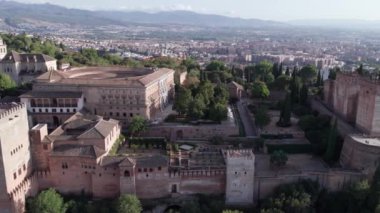 Granada, İspanya: Alhambra 'nın hava aracı panoraması