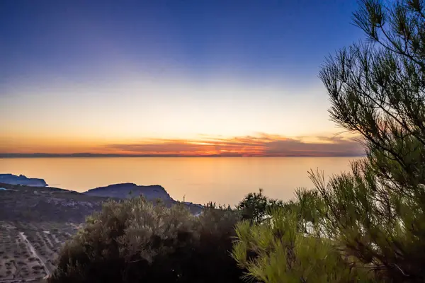 Ηλιοβασίλεμα Στην Ελλάδα Κάρπαθος — Φωτογραφία Αρχείου