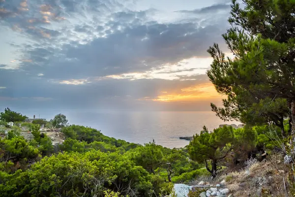 Ηλιοβασίλεμα Στην Ελλάδα Κάρπαθος — Φωτογραφία Αρχείου