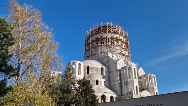 Katedrála Výstavbě Městě Ungheni Moldavsko Křesťanská Ortodoxní Církevní Budova Architektonické — Stock video