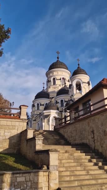Capriana Monastery Outdoors View Traditional Christian Orthodox Church Located Republic — Stok video