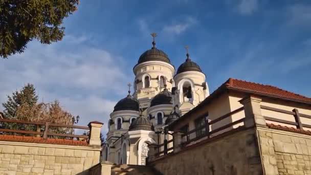 Capriana Monastery Outdoors View Traditional Christian Orthodox Church Located Republic — Video