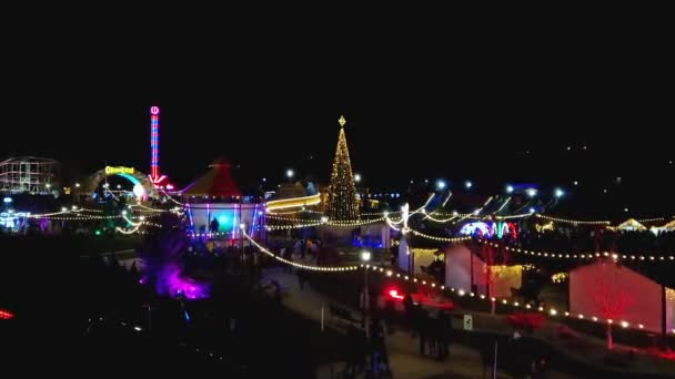 Orhei Moldova December 2023 Christmas Fair Orheiland Amusement Park — стокове відео