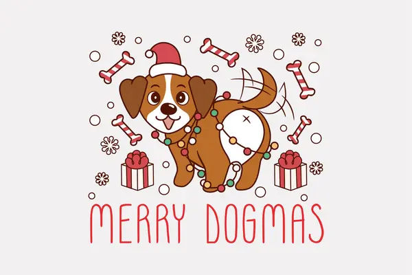 Funny Illustration Dogs Showing Ass Cute Christmas Illustration Dogs Showing — стоковый вектор