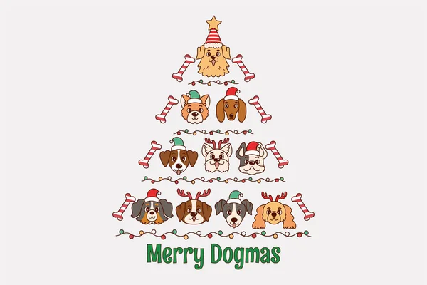 Funny Illustration Dogs Showing Ass Cute Christmas Illustration Dogs Showing — Vettoriale Stock
