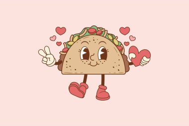 retro illustration of a taco for lovers clipart