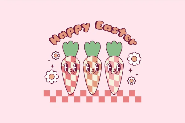 Cute Retro Illustration Carrots Easter Day — Stock Vector