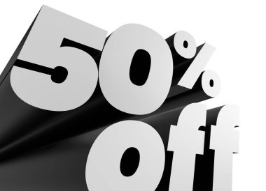 % 50% 3d tanıtım pankartı, fiyat yüzdesi.