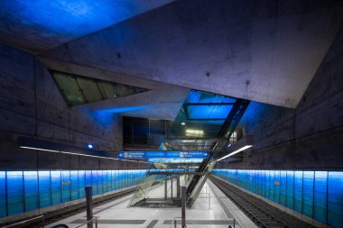 Almanya Kuzey Ren Vestfalyası, Bochum 13 Mart 2024, Bahnhof Rathaus-Sud metro istasyonu