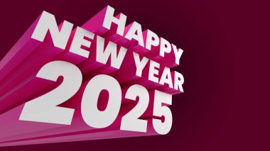 Yeni yıl 2025 Kutlama 3D işareti.