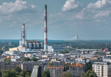 Wroclaw, Aşağı Silezya Voyvoda, Polonya, 11 Ağustos 2024. Belediye elektrik santrali CHP.