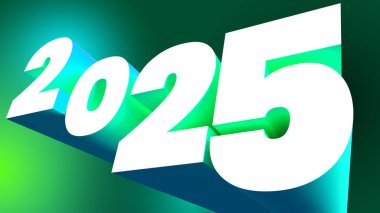 Yıl 2025 3d tarih gösterimi sunum arkaplan beyaz harfler şablon arkaplan görünümü