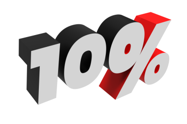 Yüzde yüz rakam. Işık perspektifli 3 boyutlu sayı. Beyaz ve kırmızı. Şeffaf arkaplan