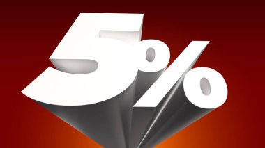 % 5% 5 3d perspektif extrude tipografi kırmızı arka plan