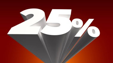 % 25% 25% 25 3d perspektif extrude tipografi kırmızı arka plan