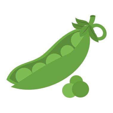 Yeşil bezelye vektör çizimi beyaz arkaplanda izole edildi