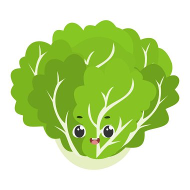 Beyaz arkaplanda izole edilmiş şirin çizgi film marul karakter çizimi