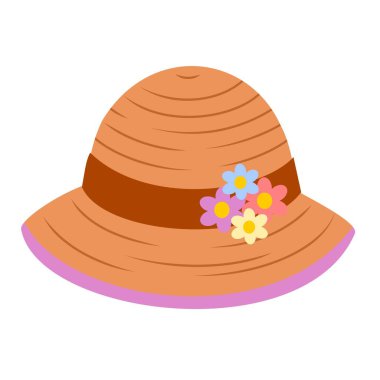 Beyaz arkaplanda izole edilmiş güneş şapka vektörü çizimi