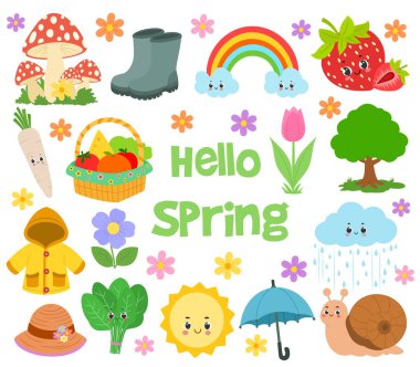 Collection of spring vector elements and illustrations