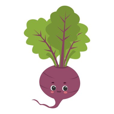 Sevimli çizgi pancar karakter vektör illüstrasyon izole beyaz arka plan üzerinde