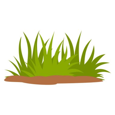 Çizgi film yeşil çimen vektör çizimi beyaz arkaplanda izole