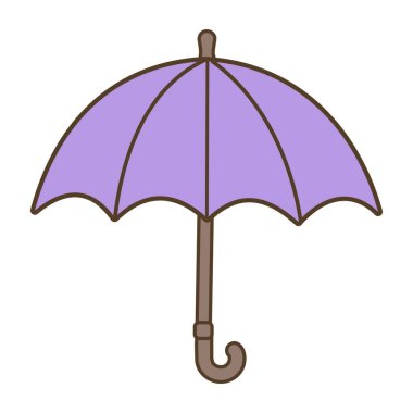 Mor şemsiye çizimi beyaz arkaplanda izole edildi