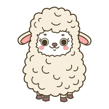 Beyaz arka planda izole edilmiş şirin koyun çizimi