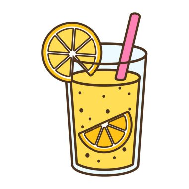 Beyaz arkaplanda izole edilmiş limonata ferahlatıcı yaz içeceği vektör çizimi