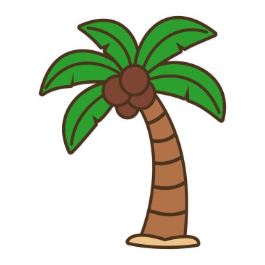 Beyaz arkaplanda izole edilmiş palmiye ağacı tropikal bitki vektörü çizimi