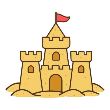 Beyaz arkaplanda Kum Kalesi Kalesi çizimi izole edildi