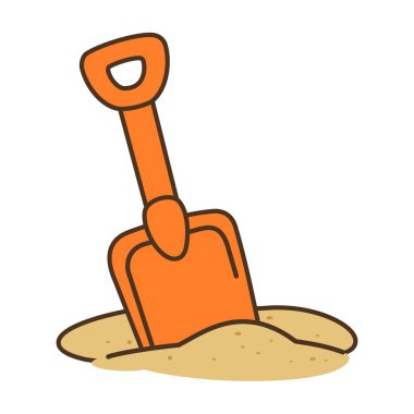 Kum küreği plaj oyuncağı illüstrasyonu beyaz arka planda izole edildi