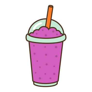 Renkli buzlu içecek, beyaz arkaplanda izole edilmiş dondurulmuş içecek vektör illüstrasyonu