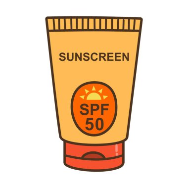 Güneş kremi yaz kremi vektör çizimi beyaz arkaplanda izole edildi