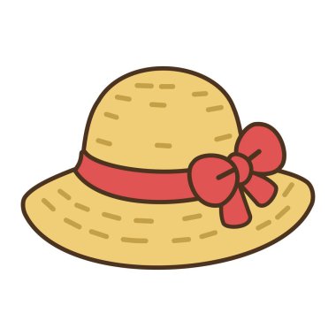 Beyaz arkaplanda izole edilmiş güneş şapkası tarzı bir şapka vektör çizimi