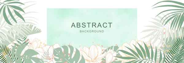 Soyut sanat arka plan vektörü. Modern şekil çizgisi sanat duvar kağıdı. Boho bitki örtüsü yaprakları ve deco, duvar sanatı, sosyal medya paylaşımı ve hikaye geçmişi için çiçek deseni tasarımı.