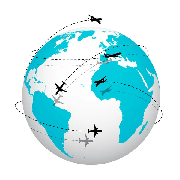 Planes Flying Globe — Stock Vector