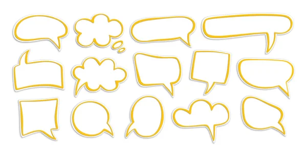 Konuşma balonu seti, yorum, gönderi, çizgi roman için konuşma kutusu bulutu. Pencere kutusu simgesi, ileti şablonu. İzole edilmiş arkaplanda konuşmak için farklı şekillerde boş balonlar