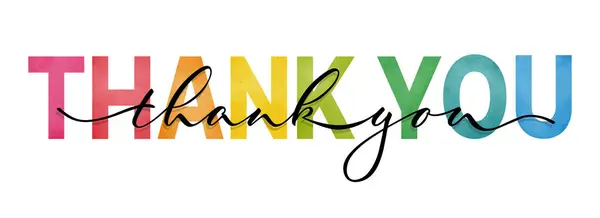 Renkli suluboya teşekkür ederim beyaz arkaplanda izole edilmiş harfler.