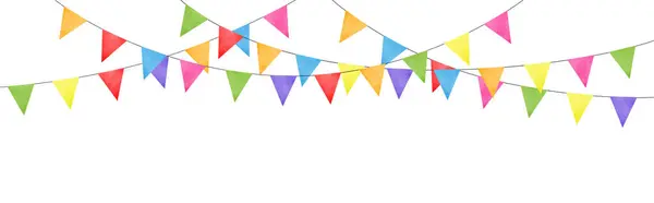 Renkli suluboya bayrak çelengi. Doğum günü kutlaması, festival dekorasyonu için dekoratif parti flamaları. Renkli kiraz bayrakları.