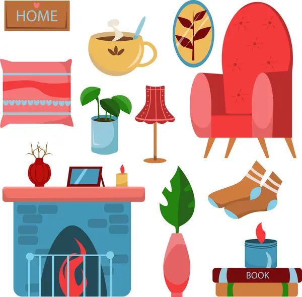 stock vector home apartment cozy furnishings decorations