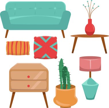 İç dekorasyon odası tasarımı rahat retro vintage 