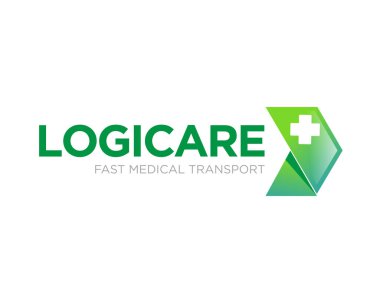 Hızlı tıbbi ulaşım logosu, klinik ve sağlık lojistiği için basit bir modern tasarım tasarladı