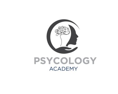 psychology care logo designs with head and hand figure logo clipart