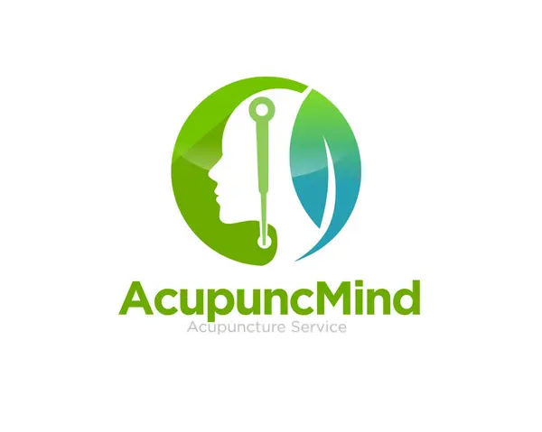face acupuncture and leaf logo for herbal and traditional medicine logo