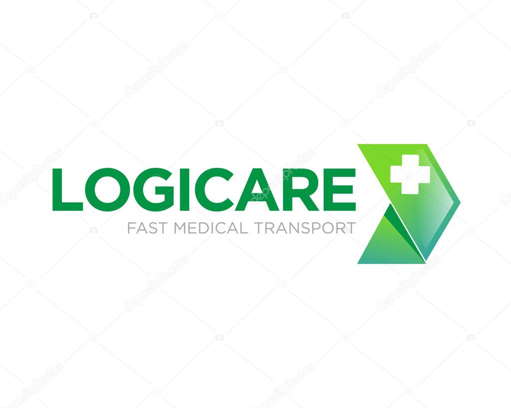 Fast medical transport logo designs simple modern for clinic and health logistic