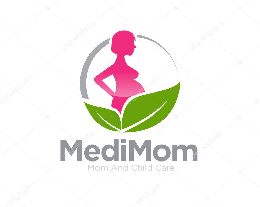 Pregnant natural care logo designs for medical service and herbal logo