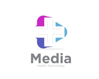 Sağlık medyası logosu tıbbi hizmet ve çevrimiçi sağlık danışmanlığı için tasarımlar