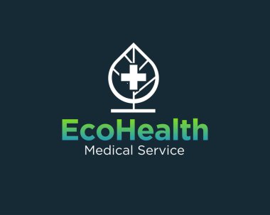 Yaprak eko sağlık logosu tıbbi tasarımı