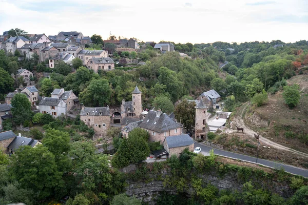 Canyon Bozouls Architektúrája Aveyronban Franciaországban — Stock Fotó
