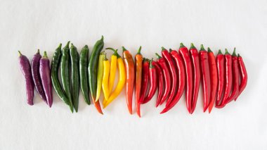 Farklı renkte biberlerin yakın çekimi